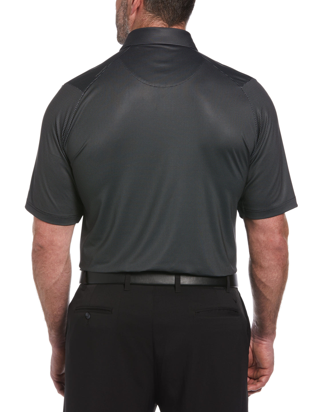 Big & Tall Printed Gingham Swing Tech Polo (Caviar) 