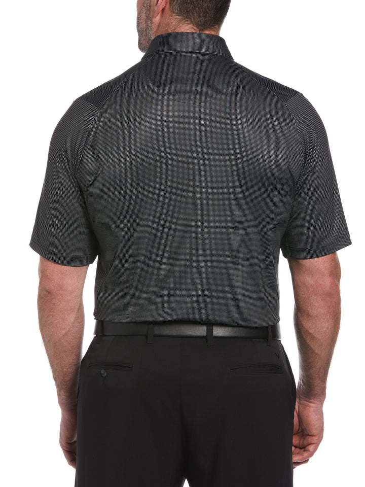 Big & Tall Printed Gingham Swing Tech Polo (Caviar) 