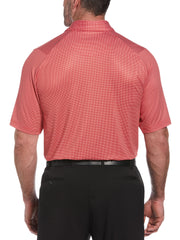 Big & Tall Printed Gingham Swing Tech Polo (Tango Red) 