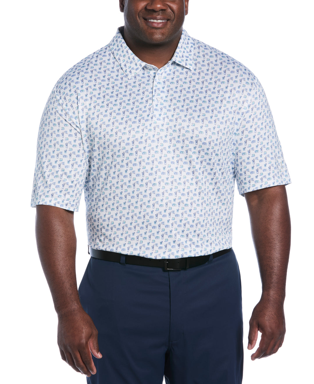 Big & Tall REFRESHMENTS PRINTED POLO (Bright White) 