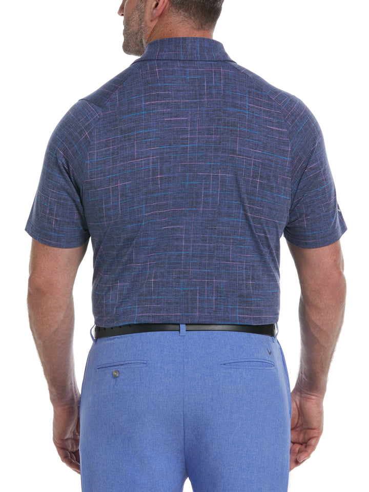 Big & Tall Sun-Worn Texture Print Plaid Golf Polo (Peacoat) 