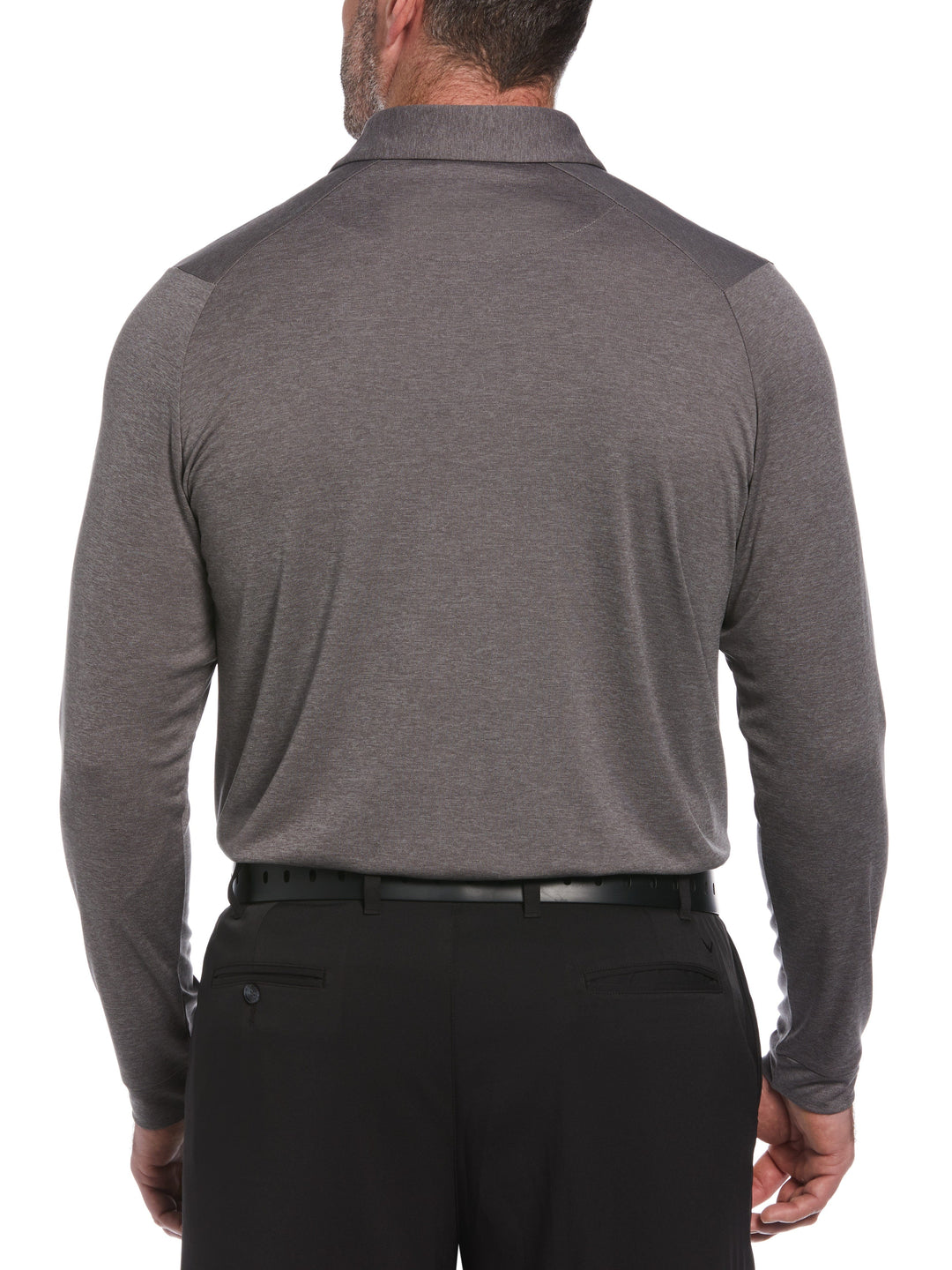 Big & Tall Swing Tech™ Essential Long Sleeve Golf Polo (Quiet Shade Htr) 