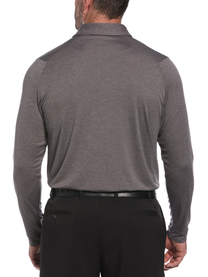 Big & Tall Swing Tech™ Essential Long Sleeve Golf Polo (Quiet Shade Htr) 