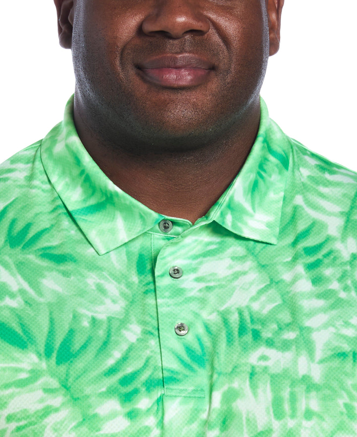 Big & Tall Short Sleeve Tropical Leaf Print Polo Gumdrop Green / XLT