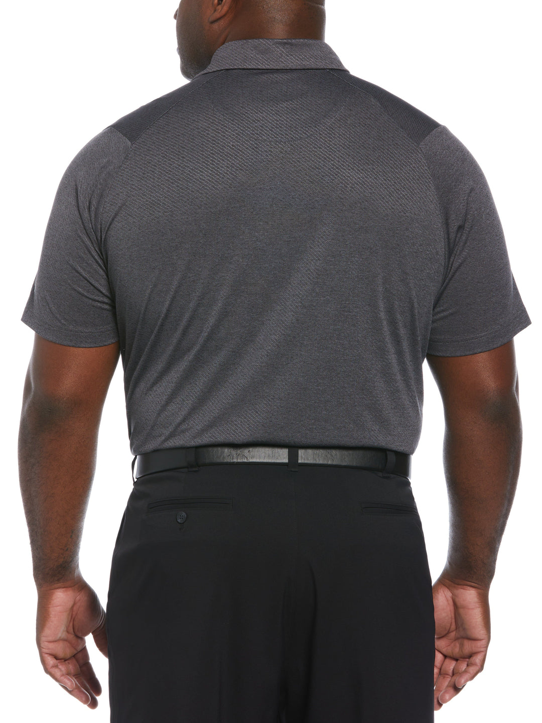 Big & Tall Ventilated Heather Jacquard Golf Polo (Black Heather) 