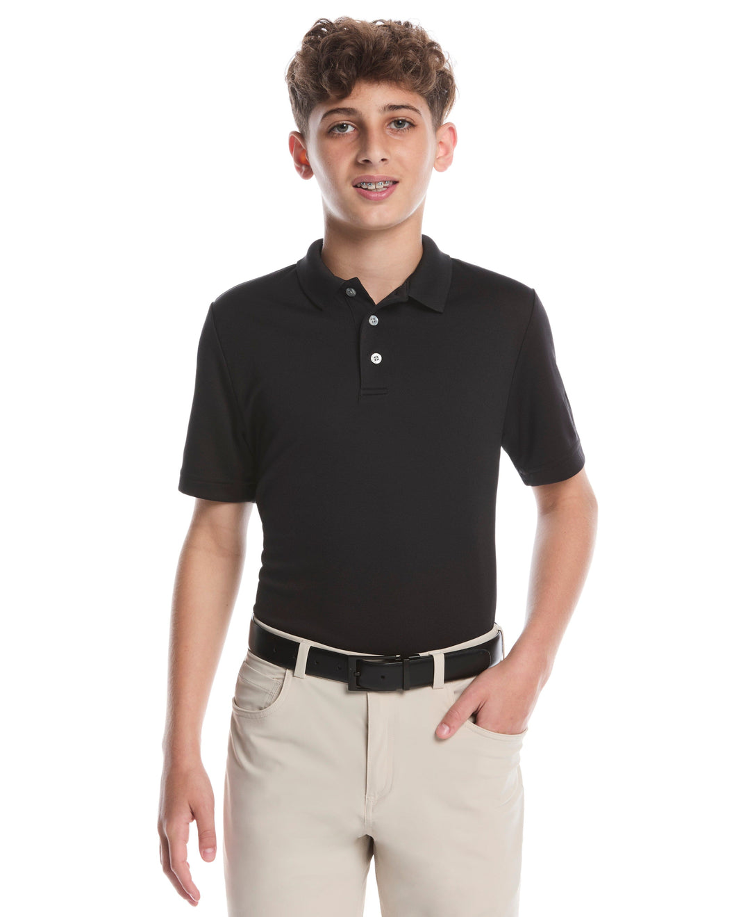 Boys Short Sleeve AirFlux™ Polo (Caviar) 