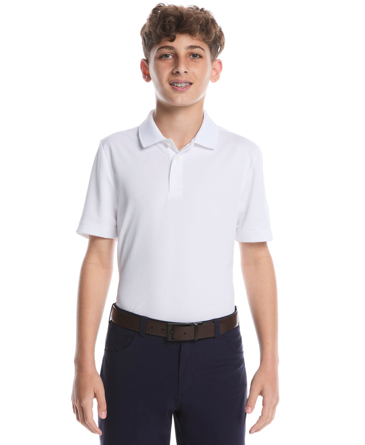 Boys Short Sleeve AirFlux™ Polo (Bright White) 