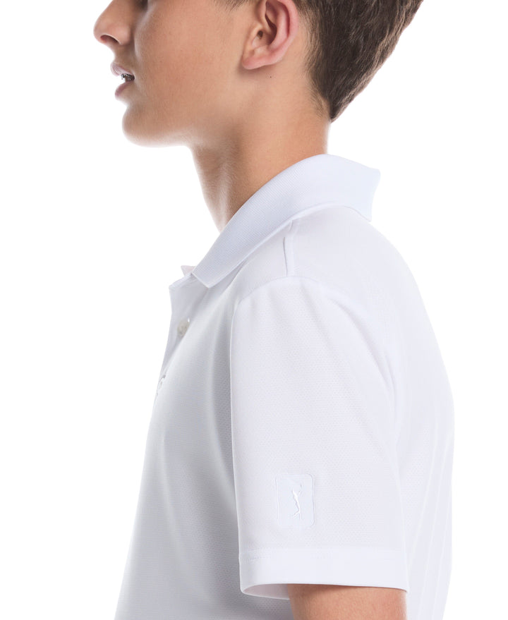 Boys Short Sleeve AirFlux™ Polo (Bright White) 