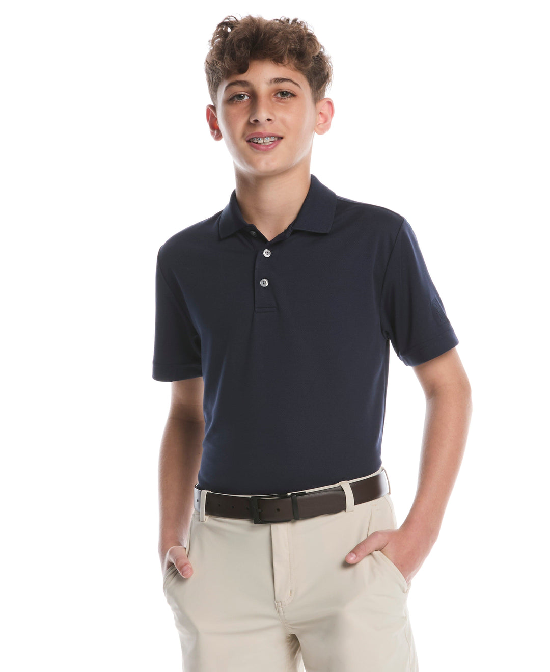 Boys Short Sleeve AirFlux™ Polo (True Navy) 
