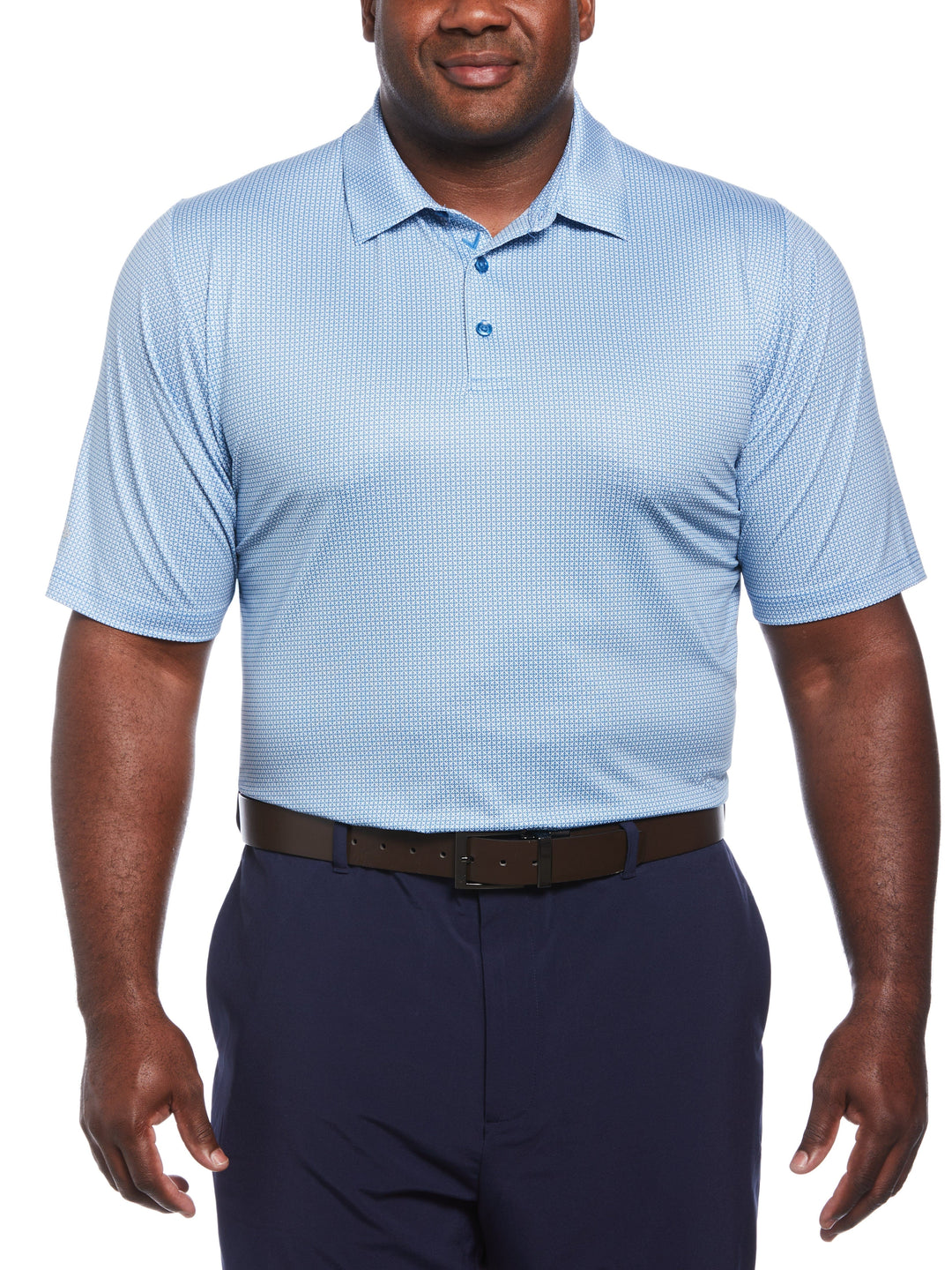 Chevron Foulard Print Golf Polo (Vallarta Blue) 
