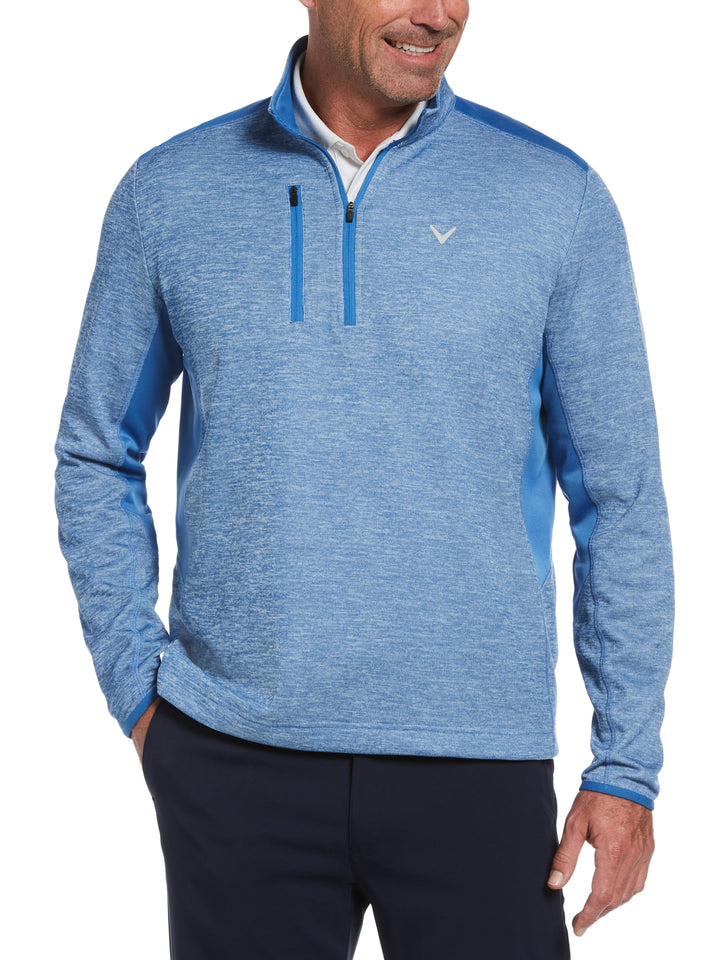 Dual-Action Big & Tall Aquapel® Block Quarter Zip Golf Pullover (Light Moody Bl Heathr) 