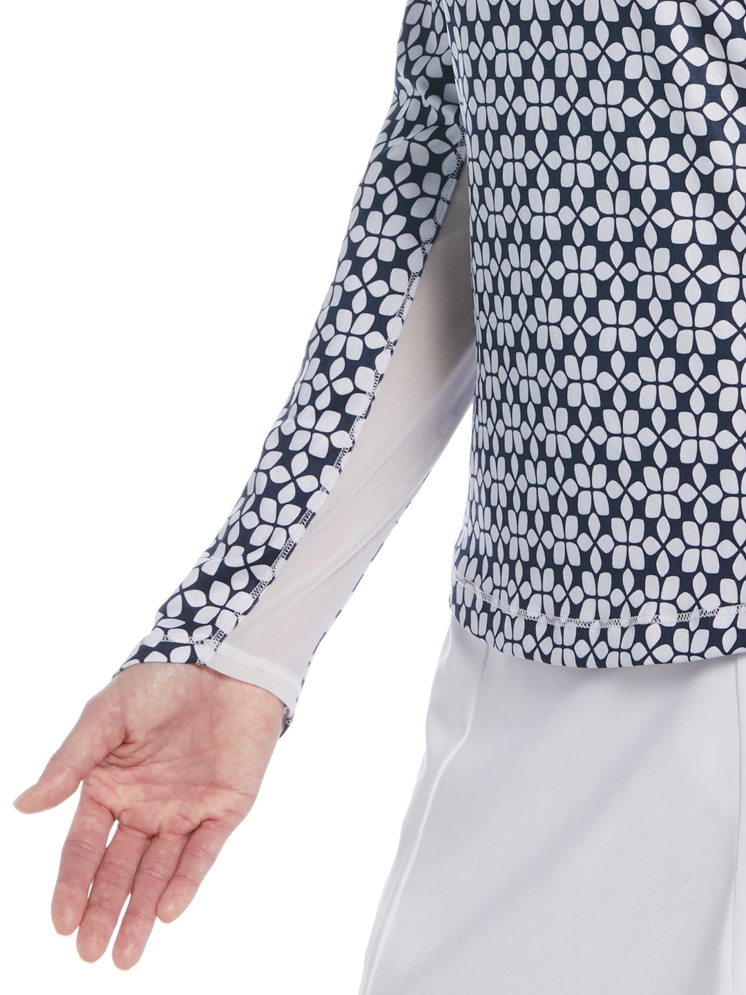 Geo Print Sun Protection Golf Top (Peacoat) 