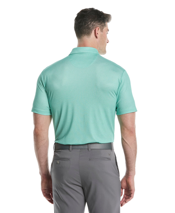 Mens Heather Geo Print Golf Polo (Neptune Green) 
