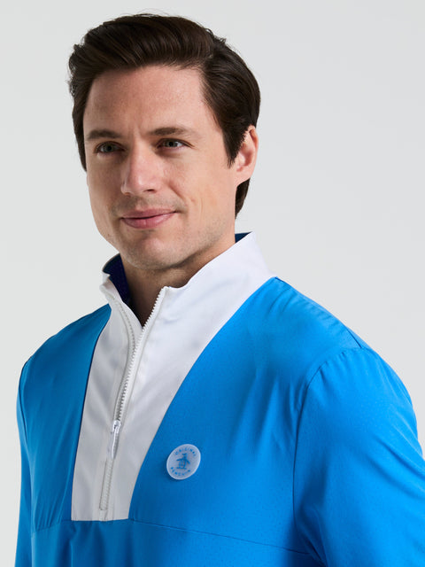 1/4 Zip Lightweight Color Block Layering Golf Shirt (French Blue) 
