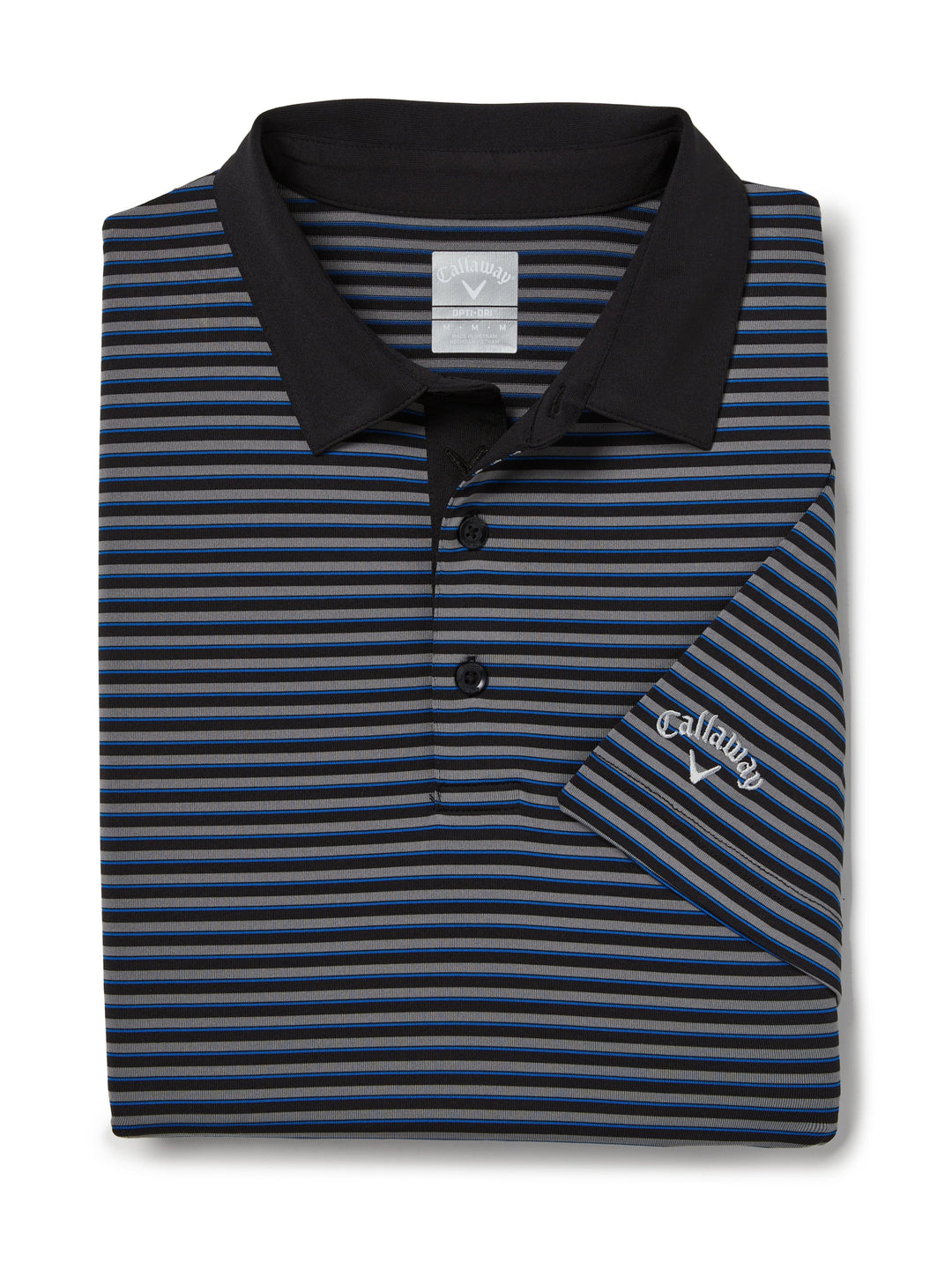 Men's 3-Color Stripe Golf Polo Shirt (Black Lichen) 