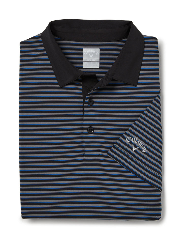 Men's 3-Color Stripe Golf Polo Shirt (Black Lichen) 
