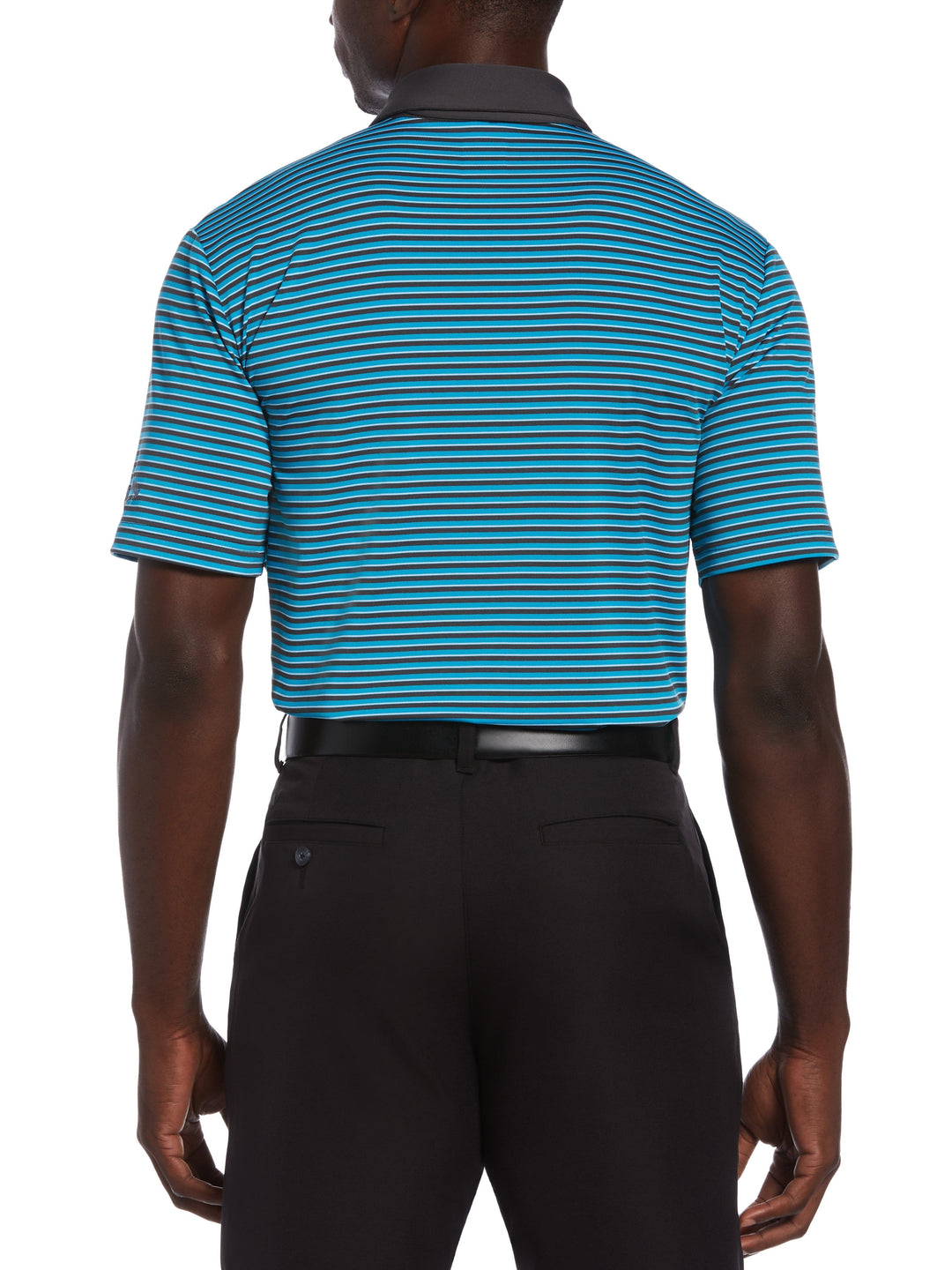 Men's 3-Color Stripe Golf Polo Shirt (Hawaiian Ocean) 