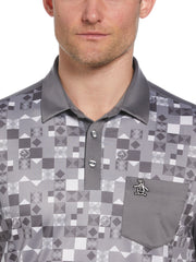 50s Color Block Print Golf Polo Shirt (Quiet Shade) 