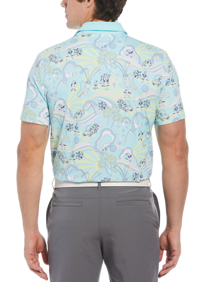 60s Heritage Print Short Sleeve Golf Polo Shirt (Tanager Turquoise) 
