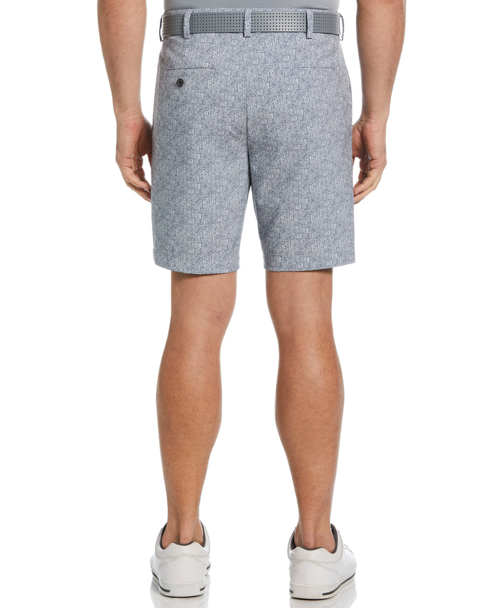 8" Flat Front AW PALM TREE CONVERSATIONAL PRINTED SHORT (Iron Gate) 