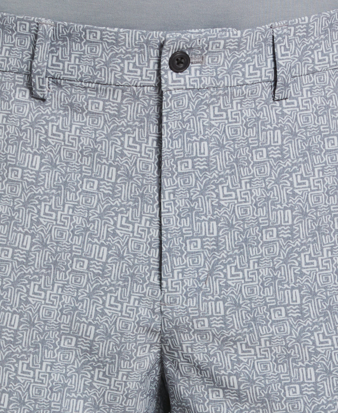 8" Flat Front AW PALM TREE CONVERSATIONAL PRINTED SHORT (Iron Gate) 