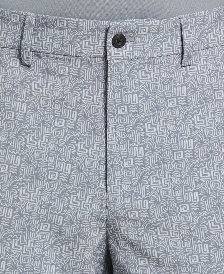 8" Flat Front AW PALM TREE CONVERSATIONAL PRINTED SHORT (Iron Gate) 