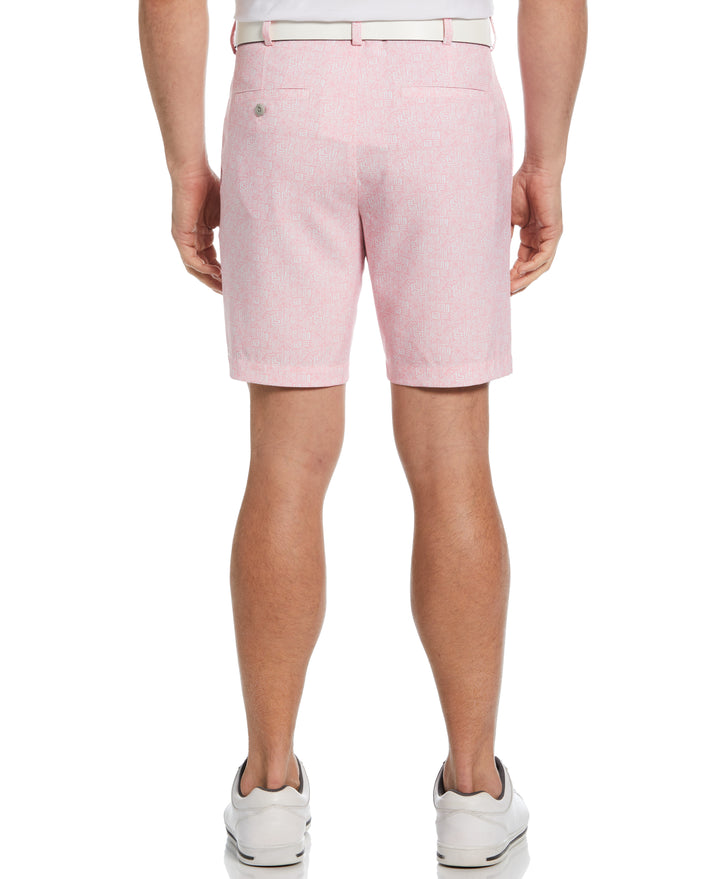 8" Flat Front Palm Tree Print Golf Short (Plumeria) 