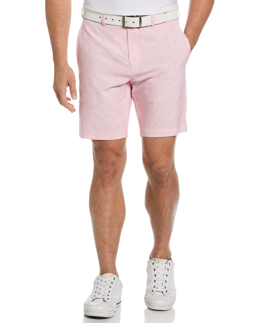 8" Flat Front Palm Tree Print Golf Short (Plumeria) 