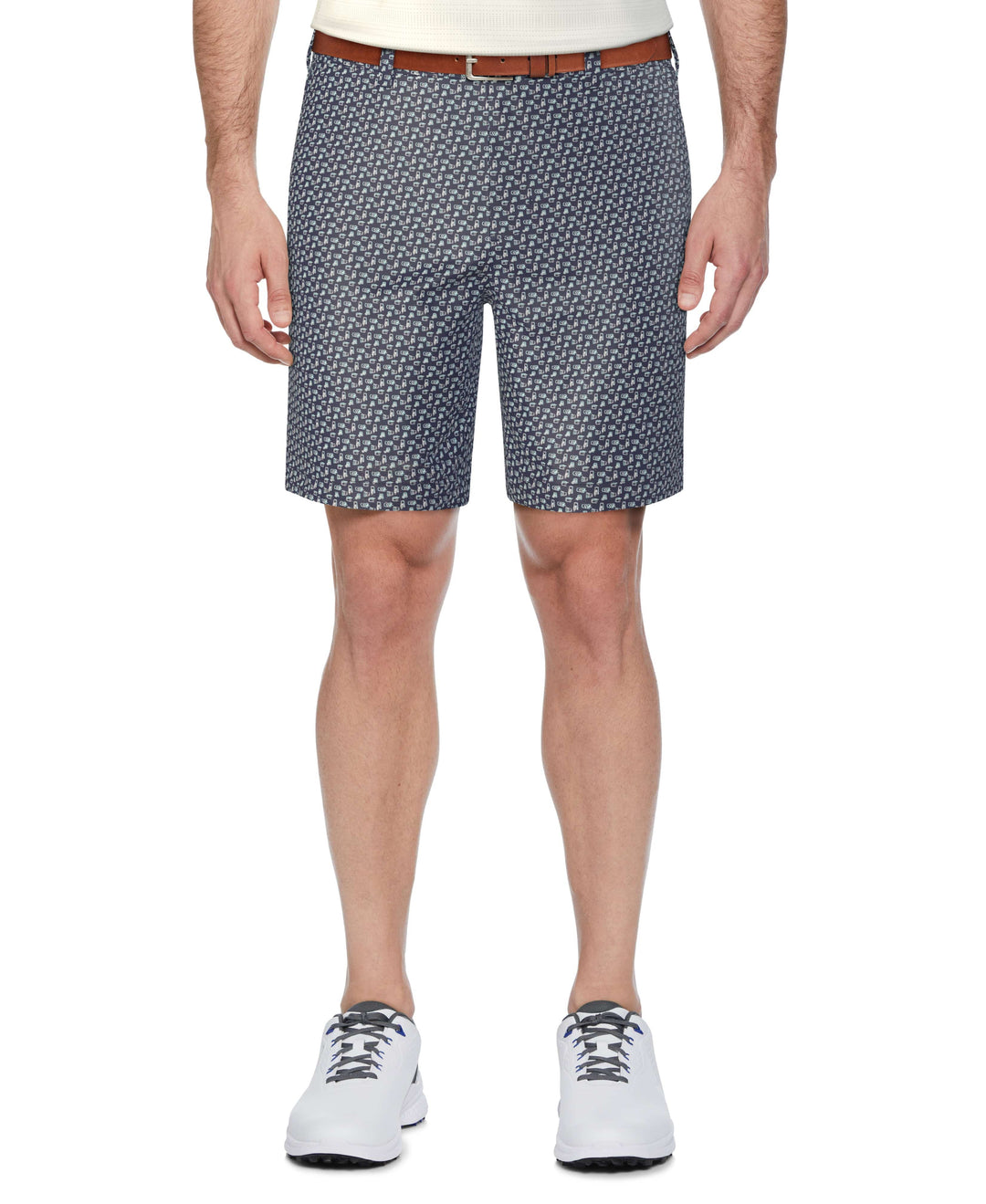 Flat Front Adjustable Waistband  Refreshments Printed  Short (Blue Indigo) 