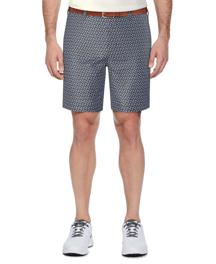 Flat Front Adjustable Waistband  Refreshments Printed  Short (Blue Indigo) 