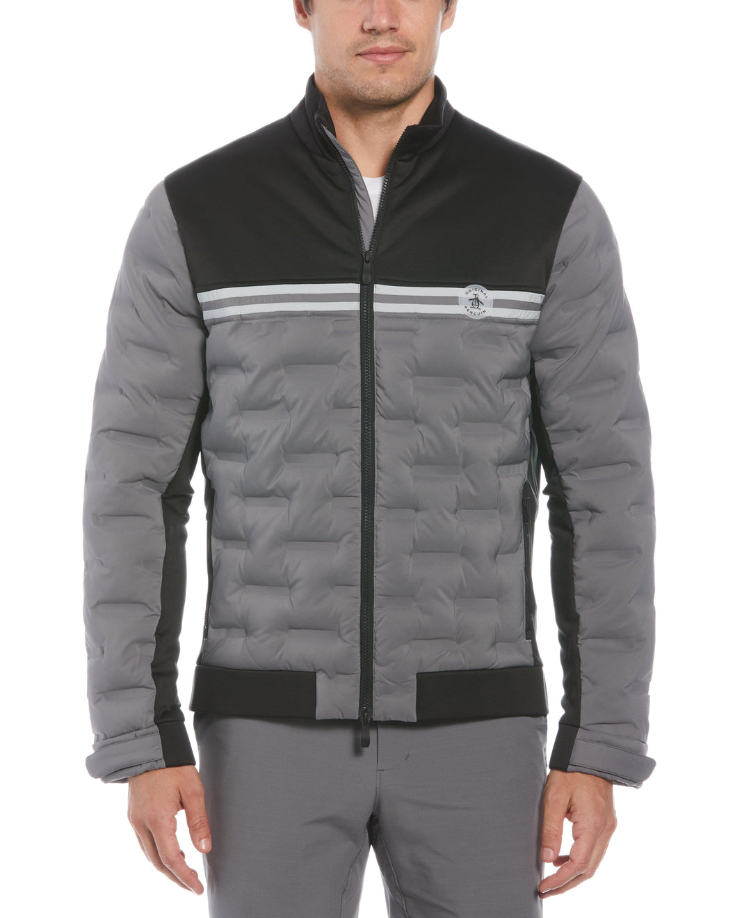 80s Mixed Media Color Blocked Golf Jacket (Caviar) 