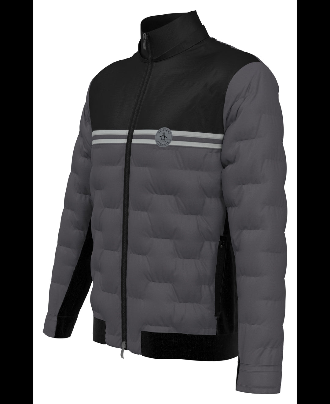 80s Mixed Media Color Blocked Golf Jacket (Caviar) 