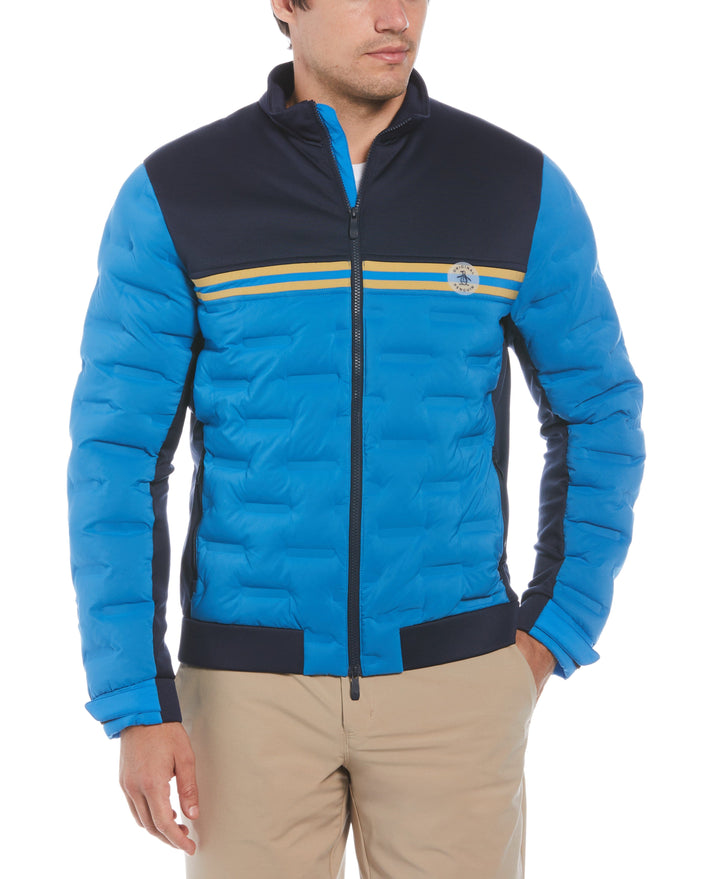 80s Mixed Media Color Blocked Golf Jacket (Black Iris) 