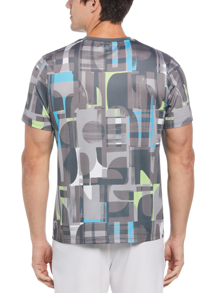 Abstract Geometric Print Tennis Shirt (Stingray) 