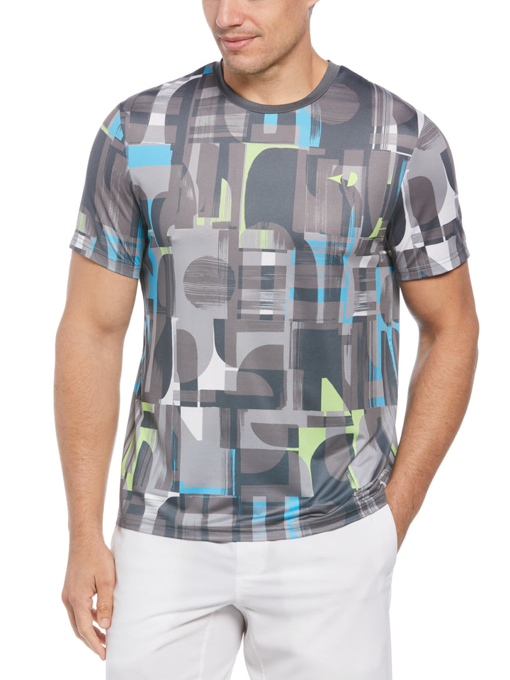 Abstract Geometric Print Tennis Shirt (Stingray) 