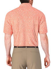 Abstract Golf Flag Print Golf Polo (Living Coral) 