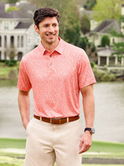 Men's Abstract Golf Flag Print Golf Polo