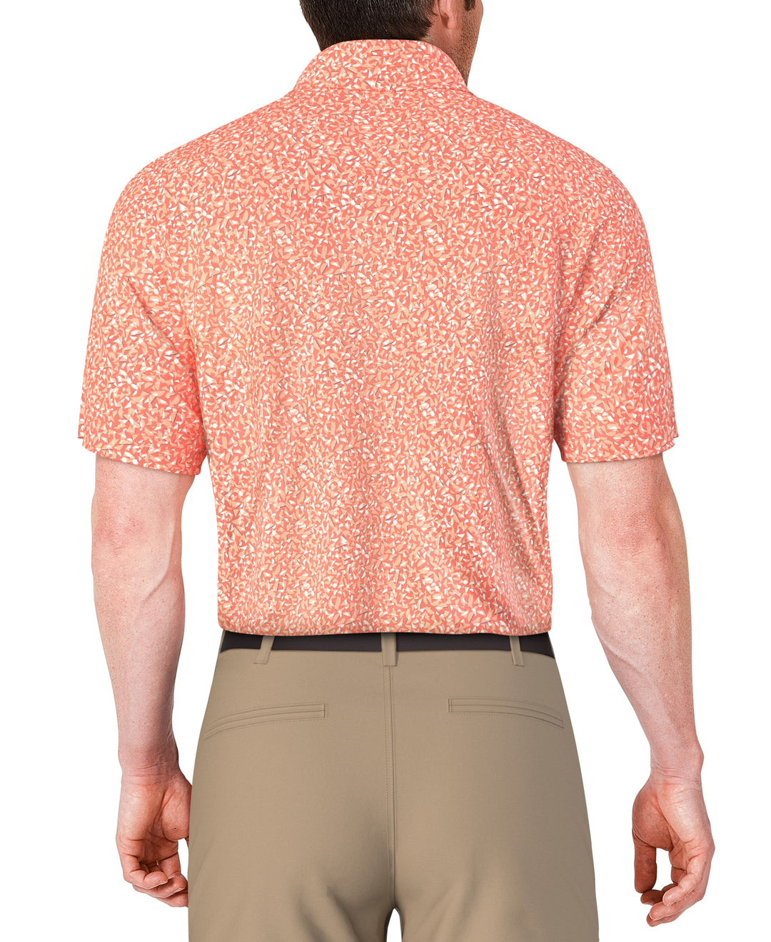 Abstract Golf Flag Print Golf Polo (Living Coral) 
