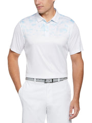 Abstract Ombre Geo Print Golf Polo (Bright White) 