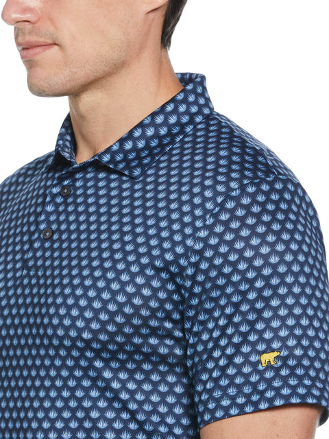 Agave Print Golf Polo (Mood Indigo) 