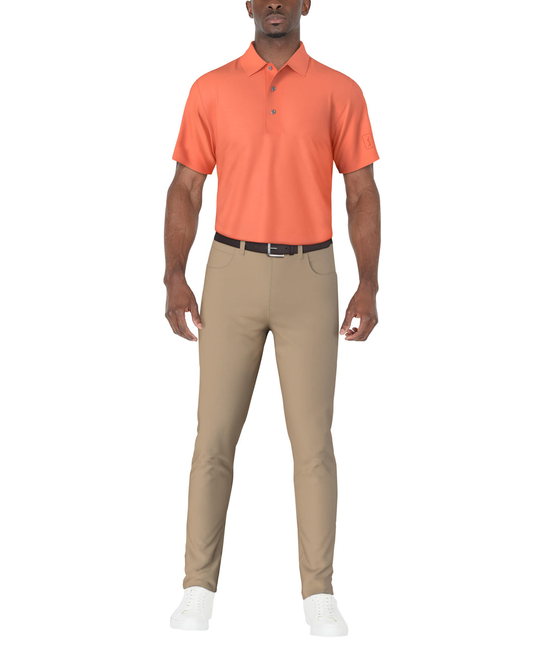 SS Airflux Solid Mesh Polo W/ Rib Collar (Living Coral) 