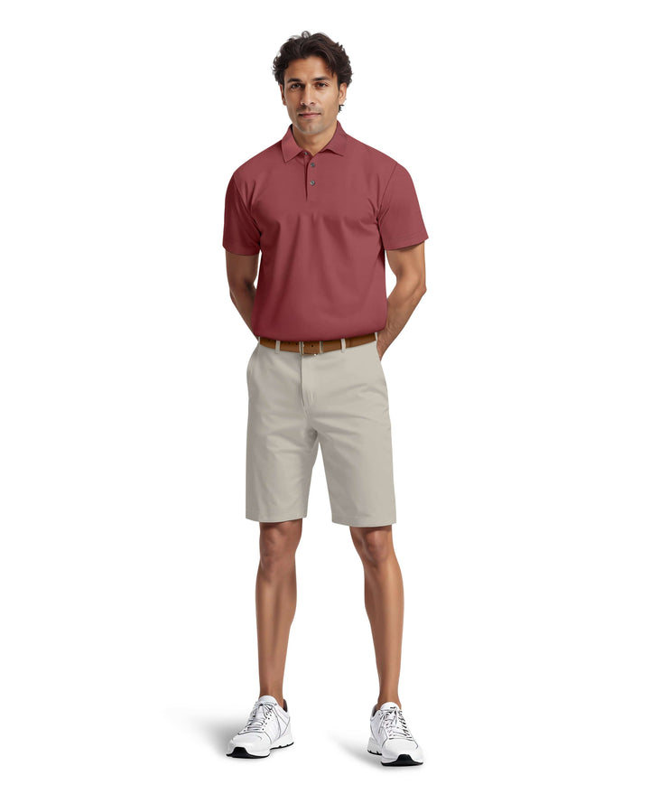 Airflux Solid Mesh Golf Polo (Earth Red) 