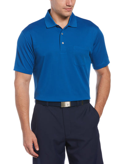 Mens AirFlux Solid Mesh Short Sleeve Golf Polo Shirt (Classic Blue) 