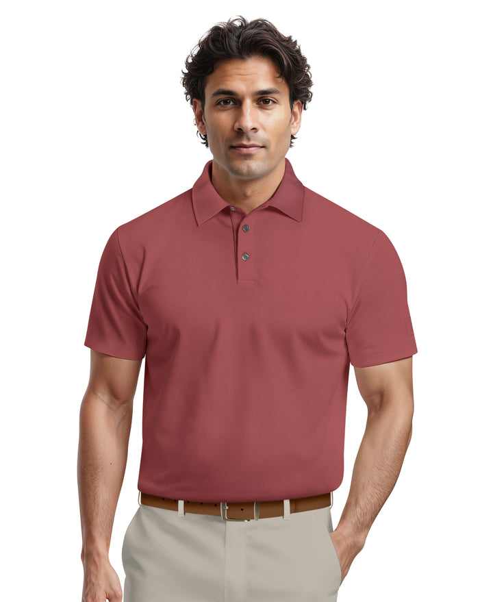 Airflux Solid Mesh Golf Polo (Earth Red) 