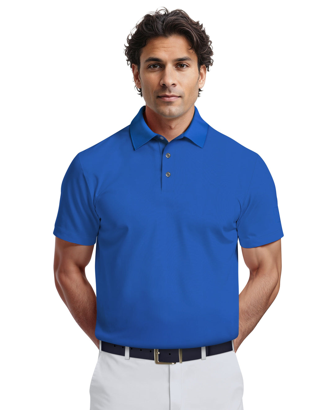 Airflux Solid Mesh Golf Polo (Indigo Bunting) 