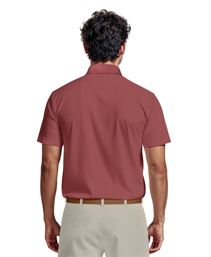 Airflux Solid Mesh Golf Polo (Earth Red) 