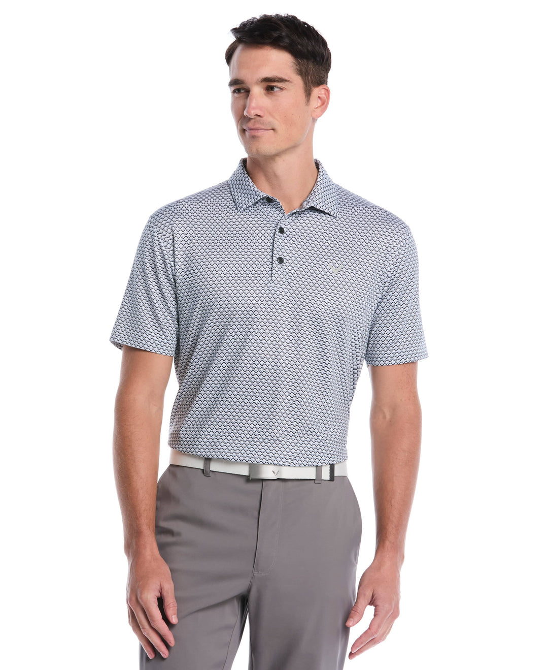 All Gradient Chevron Print Golf Polo (Caviar) 