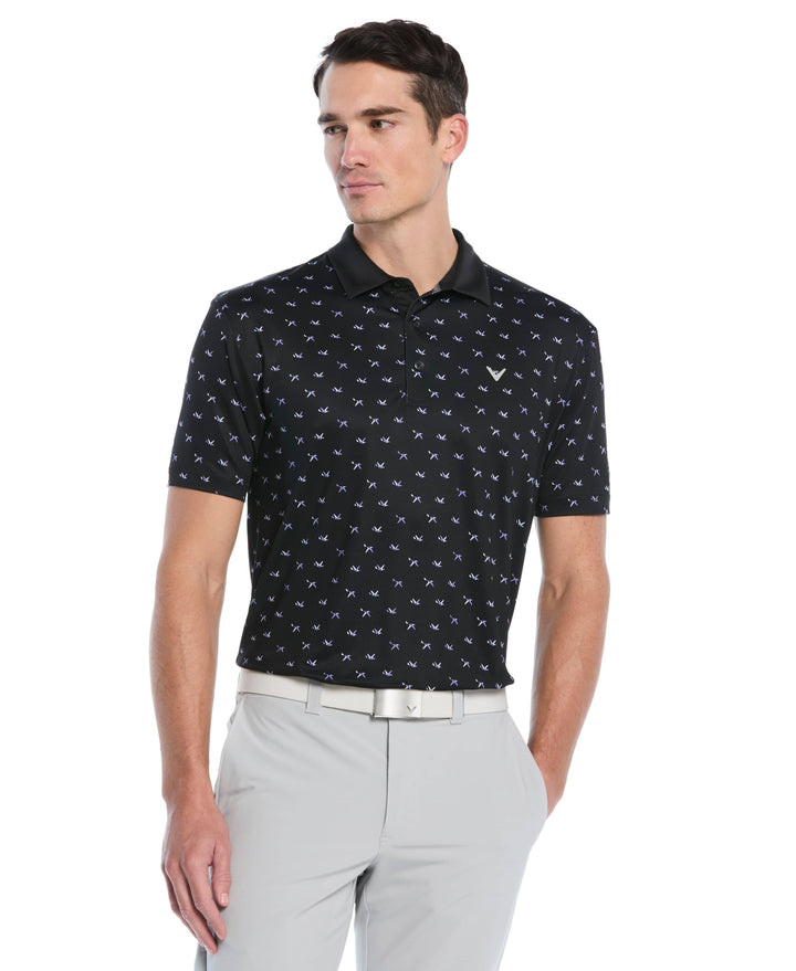 Birdie Chevron Print Golf Polo (Caviar) 