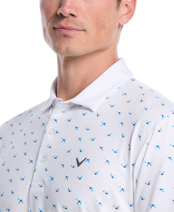 Birdie Chevron Print Golf Polo (Bright White) 