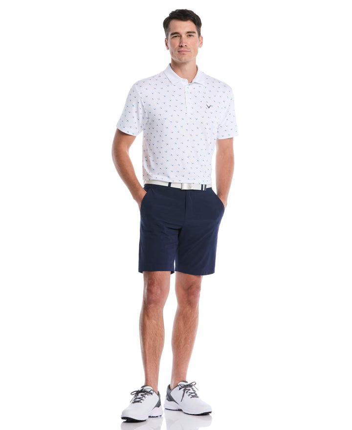 Birdie Chevron Print Golf Polo (Bright White) 
